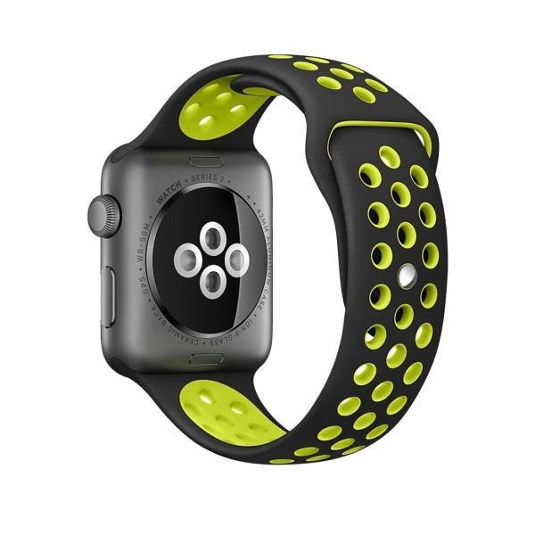 lobby Mew Mew videnskabelig Til Apple Watch Series 1 & Serie 2 & Nike + Sport Moderigtigt klassisk  Silicone Sport Urrem (Sort + Gul) - AZSTRAPS